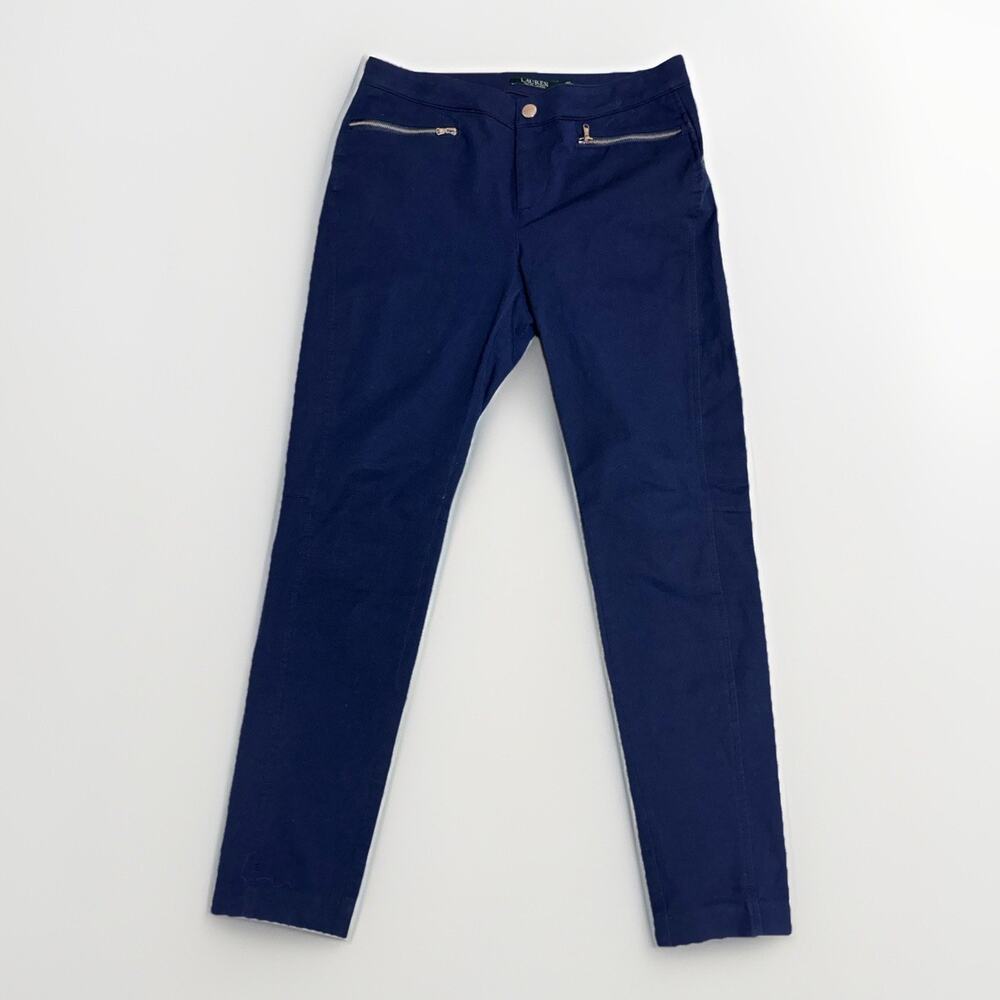 Lauren Ralph Lauren Pants Womens 8 Navy Blue Slim Ankle Career Stretch